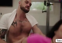 Horny Dude Licks And Fucks The Ass Of Super Hot Ts In Gym - Ariel Demure