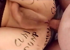 Writing on and pounding my cumslut
