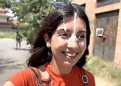 Crazy Girl Sucking Dick in the Bushes - Huge Facial Public Cumwalk