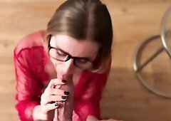 Mama and stepson have a fun the joy of measuring his large dong