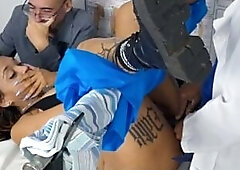 Gynecologist has sex with married woman right next to her spouse!