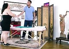 Soaked big beautiful woman Karla Lane Takes a Ride on Masseur's Ebony Schlong JM1330