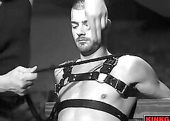 Van pulls out the giant flogger and gives the slut Tryp Bates what he deserves