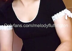 Looking up her skirt, Slutty trap melody fluffington plugs her ass and strokes herself over