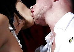 Brunette performs oral sex on her boyfriend at her friend's bar!