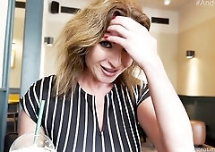 Public POV Oral-job From Sexy Large Melons mother I'd like to fuck Julia North Inside Coffee Shop