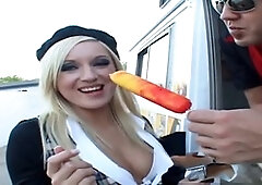 Hot blonde babe Kylie Reese gets busy for some free ice cream