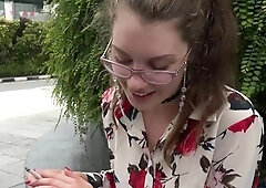 Hitch hiking teen outdoor public fuck in this hd video