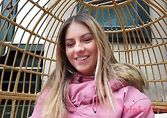 Voluptuous blonde Romanian stuns in an intimate photo session with an interracial lover