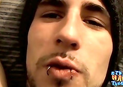 Tattooed Thug Chain Wanks all the way until he Blows A Load Firm