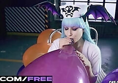 Sexy Teen Dominates in Balloon Blowing Fetish