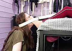 Lesbian goddess makes her slave worhip her smelly feet