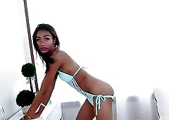 Tiny titted oriental shemale