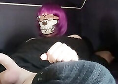 jerking off my hard schlong until I cum over and over afresh. blasting thick, soaked ropes all over my couch and still dont stop.