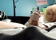 Trans sissy femboy cums and plays with a cute sex-toy