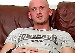 Naughty Brit masturbates and jizzes solo