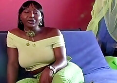 Seductive ebony trans beauty showcases her vintage style and teases in high heels