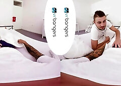 VRBGay.com Glorious teenie take a good-sized trouser snake in his taut butthole