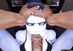 Widowmaker disfrutando su entrenamiento en el gym como una zorrita