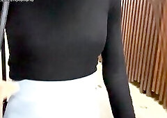 Played with vibrator outdoors, kneeling on the ground and twisting her butt like a puppy!