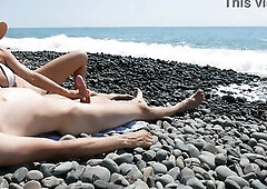 Youthful Stranger Makes Sexy Tugjob On A Wild Exposed Beach, Public Knob Massage