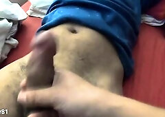 A fresh roommate has arrived!! THIS BABE checks the jock measurements, and how much jizz does it makes doin