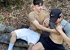 Jay Magnus enjoys a hiking blowjob from an uncut twink