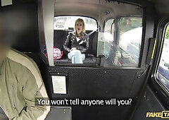Kinky Busty Blonde Wraps Her Big Fake Tits Around Cabbie's Cock - Taxi Cab Sex
