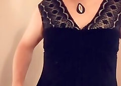 Pantyluvn sissy little black dress sticky white mess