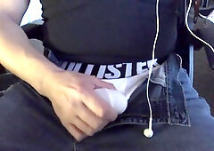 Jacking in Denim & White Panties