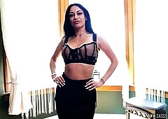 My wife's best friend Cassie Clarke gives an amazing deep throat to my cock before wearing her dress out