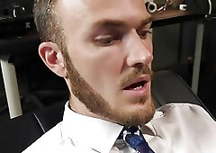 Tattooed stud barebacked in office by crossdresser colleague