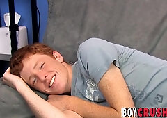 Sandy-haired youngster tugging off at conversation