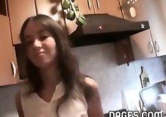 First-Timer Lesbos kitchen hookup