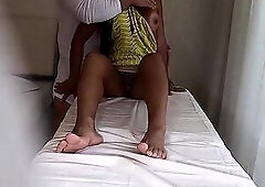 Camera films MARRIED LADY in a SHORT COSTUME passing her hand on the tantric masseur