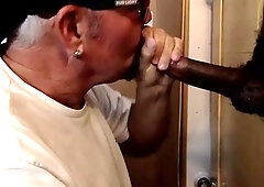 Cumloving Moustache gives blowjob to BBC