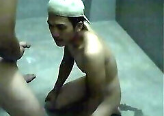 Cute Asian Twink Gives Blowjob on Public Staircase