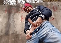 Battling to keep it hard in the freezing cold outdoors