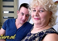 A aged big beautiful woman invited a younger chap over for some afternoon delight. And this chab's greater quantity than ready to whip out his sc