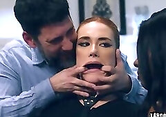 Ana Foxxx and Siri Dahl in fetish gear and in submissive poses