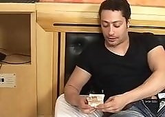 Tranny moans while sucking on his big hard pecker