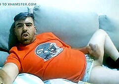 European chubby man enjoys hot gay masturbation session