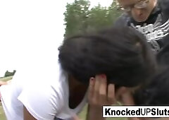 Beautiful babe with a baby bump takes dick