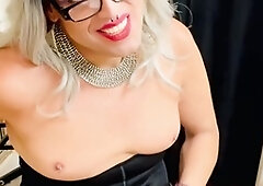 Sexy shemale princess Marilyn Loversmoke indulges in a smoking hot solo session