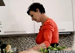 Granny rides and gobbles