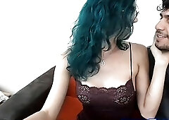 Hot Dude Giving his Tranny GF a Nice Handjob