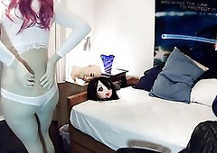 Miki & Celli Pt1! Kigurumi doll Miki shows u her zentai overspread body! Below that babe's fully rubber!
