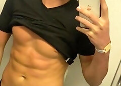 I was naughty on the flight , I couldn't wait any longer and I stroked in the shower of the plan