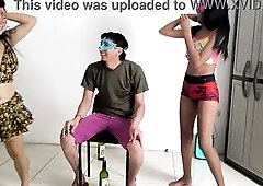 How exciting they are! The mature women are very excited dancing in skirts for a young man. They dance, politely shaking their sensual butts.