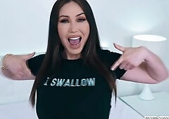 In this Kianna Dior Cum Whore scene, Kianna gets titty-screwed by Jonni Darkko, slobbers on his knob, and suckles on his nuts until this guy cums on a